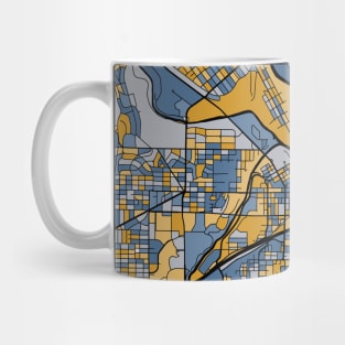 Fort Worth Map Pattern in Blue & Gold Mug